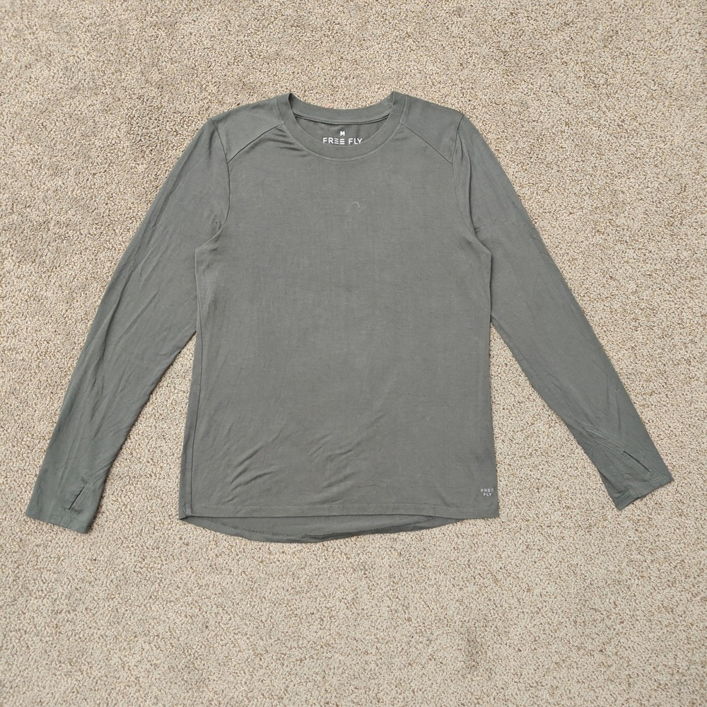 FREE FLY Women Long Sleeve Shirt M Olive Green Bamboo Viscose Gorpcore - Picture 2 of 13